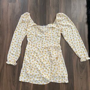 Beginning Boutique Yellow Floral Mini Dress